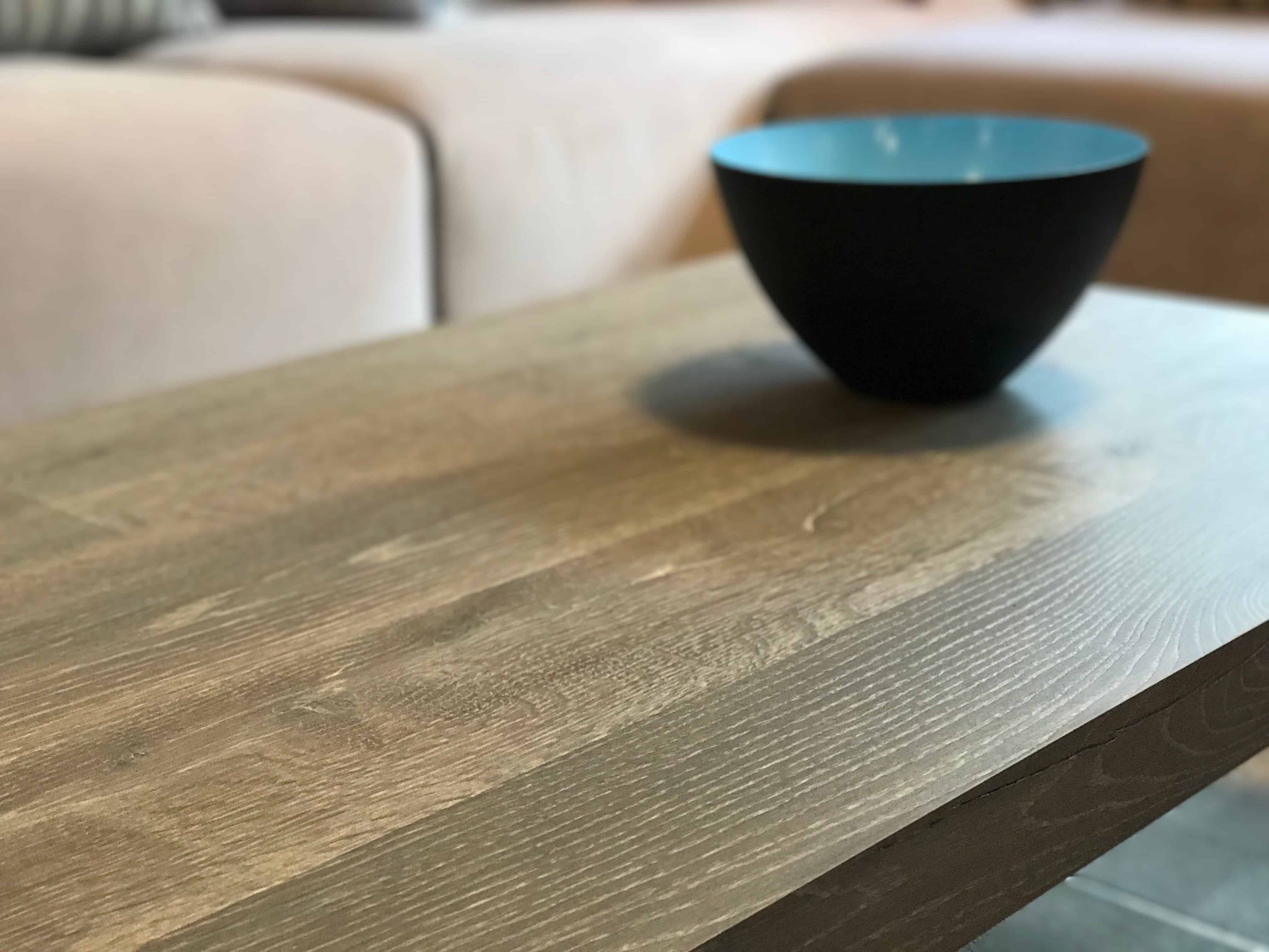 You can try and test all of the furniture on display. This is our Horizon Table in Grey Ancient Oak.